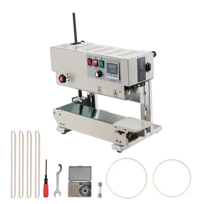 0.24-0.47 in. /6-12 mm Continuous Band Sealing Machine, White Food Vacuum Sealer with Digital Control, Carbon Steel