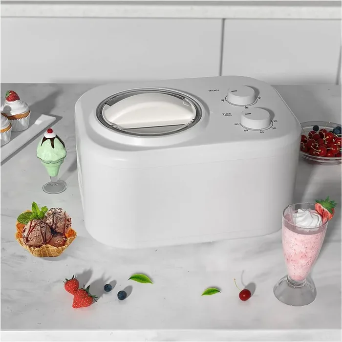 1. 0 qt. White Automatic Ice Cream Maker, No Pre-Freezing Fruit Yogurt Machine with Automatic Mixer