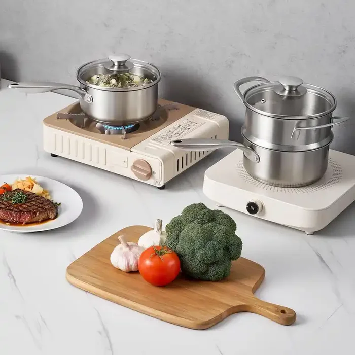 1.5 qt. Saucepan with Steamer, Stainless Steel with Glass Lid, Nonstick Pot with Handle, Oven, Dishwasher and Induction