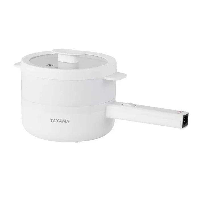 1.5 Qt. White Electric Multi-Cooker Cooking Pot with Food Steamer