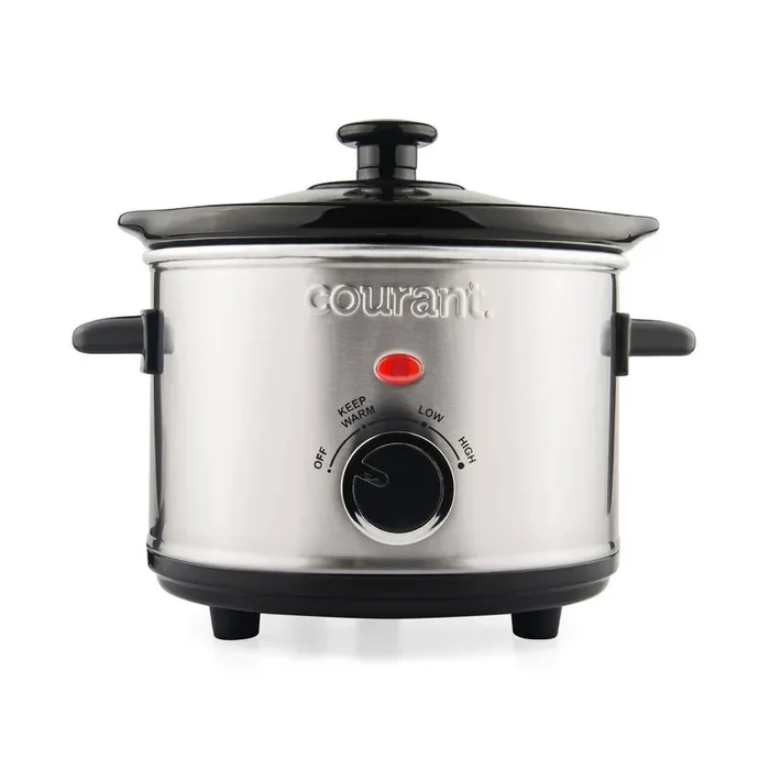 1.6 qt. Mini Slow Cooker Crock, Warm Settings, Stainproof Stoneware Pots, Stainless Steel