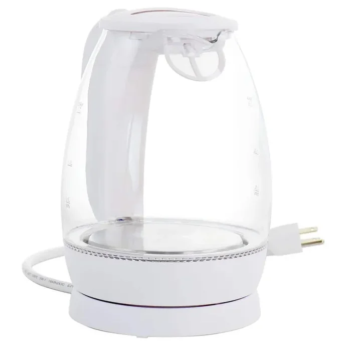 1.7 Liter 7-Cup Glass 360° Cordless LED Electric Kettle in White