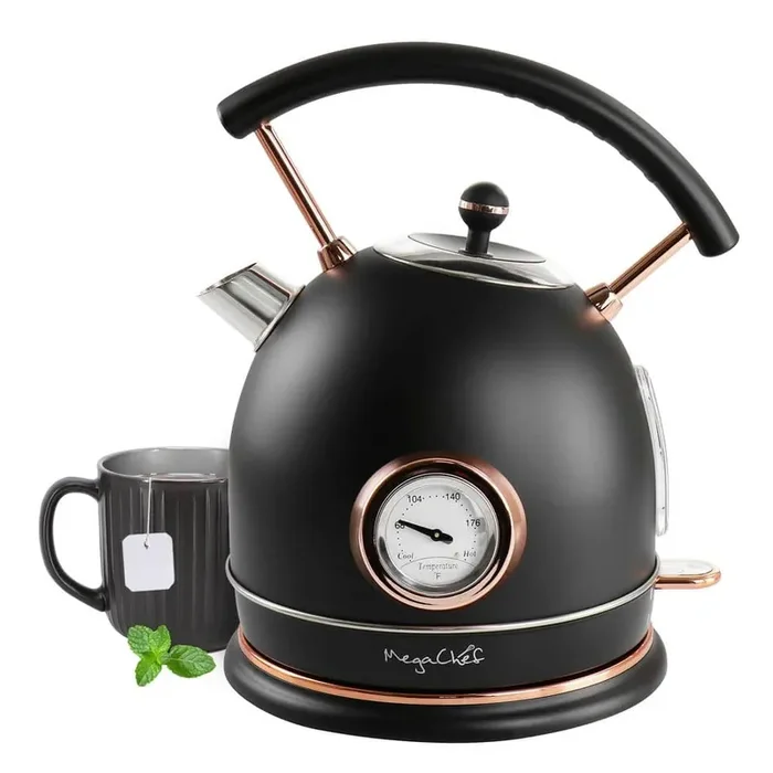 1.8 l 7.6 -Cups in Matte Black Half Circle Electric Tea Kettle With Thermostat