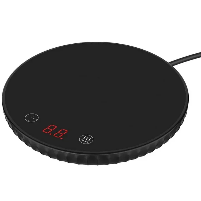 1-Cup Black Corded Desktop Electric Kettle Ceramic Cup Warmer, Overheating Protection Smart Timer 2-Temperature Levels