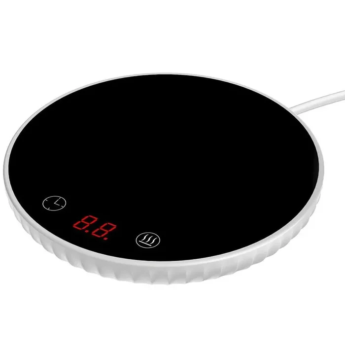 1-Cup White Corded Desktop Electric Ceramic Cup Warmer with Overheating Protection Smart Timer 2 Temperature Levels