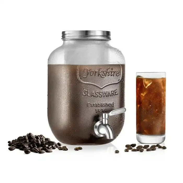 1 Gallon of-Cups – 16 Glass Cold Brew Coffee Maker with Stainless Tap and Spigot Metal Lid Filters