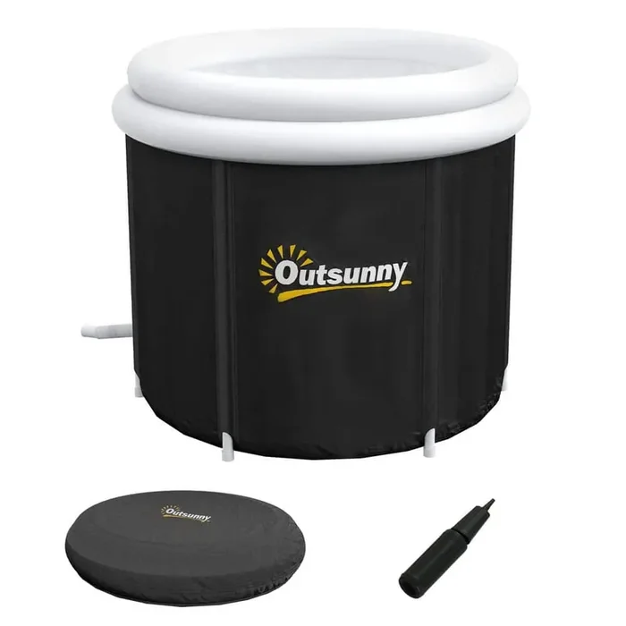 1-Person 1-Jet Cold Plunge, Outdoor Portable Ice Bath Tub with Thermo Lid, Protective Cover and Carry Bag, Black