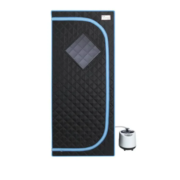 1-Person Black Full Body Steam Portable Sauna Tent with Steam Generator, Foldable Chair, Remote Control and Timer
