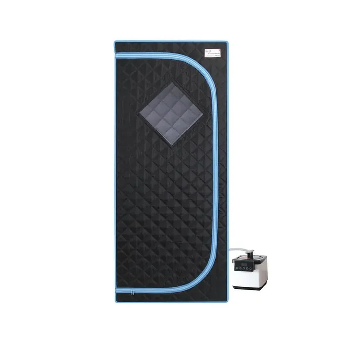 1-Person Full Size Portable Black Steam Sauna Tent with Steam Generator and Foldable Chair