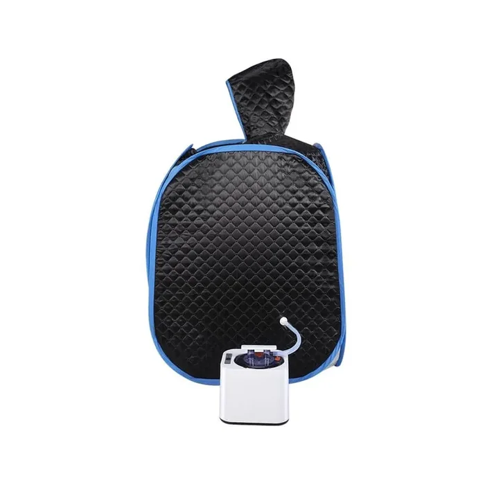 1-Person Half body Black Steam Sauna with Foldable Chair
