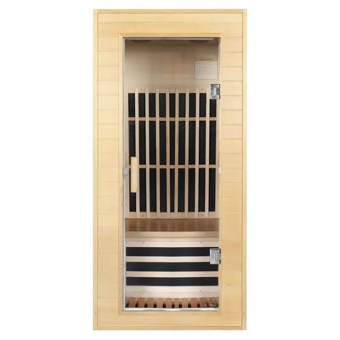 1-Person Occupancy Indoor Hemlock Wood Far Infrared Sauna Room with Dual Audio Bluetooth, Graphene