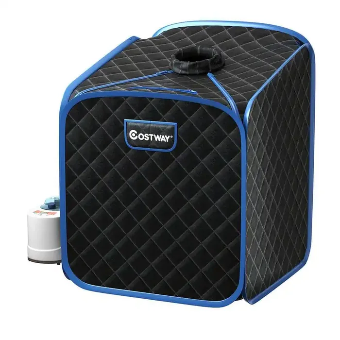 1-Person Portable 2L Steam Corner Sauna Spa Tent with Chair Black