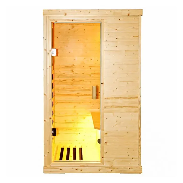 1-Person Spruce Infrared Sauna with Bluetooth, LED Lights, 900W Heater, Easy Assembly& Safety Shutoff