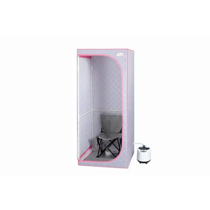 1-Person Steam Corner Portable Sauna with Steam Generator, Remote Control, Foldable Chair, Timer and PVC in Grey