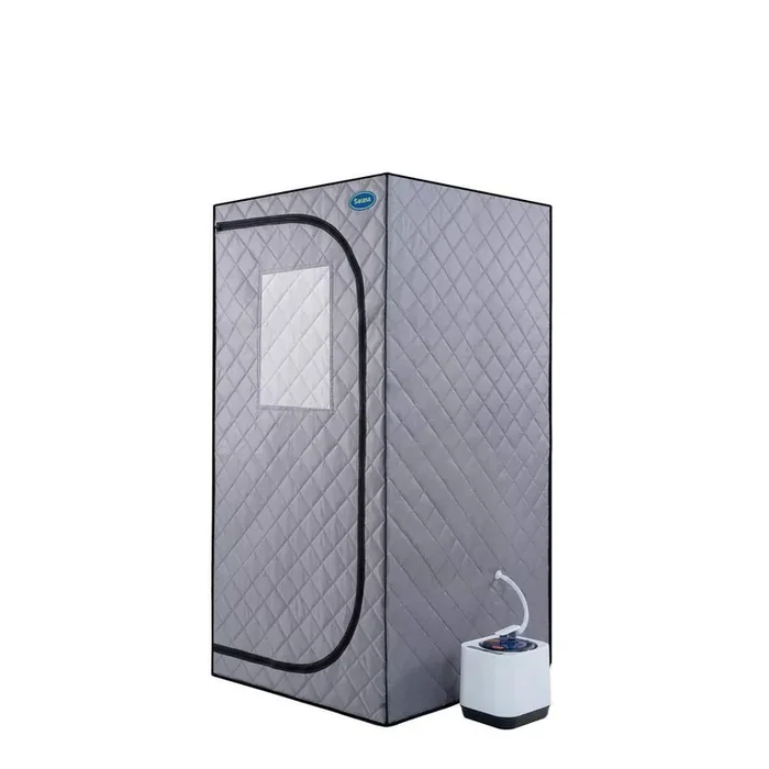 1-Person Steam Generator Corner Sauna with Steam Generator, Remote Control, Foldable Chair, PVC Pipes