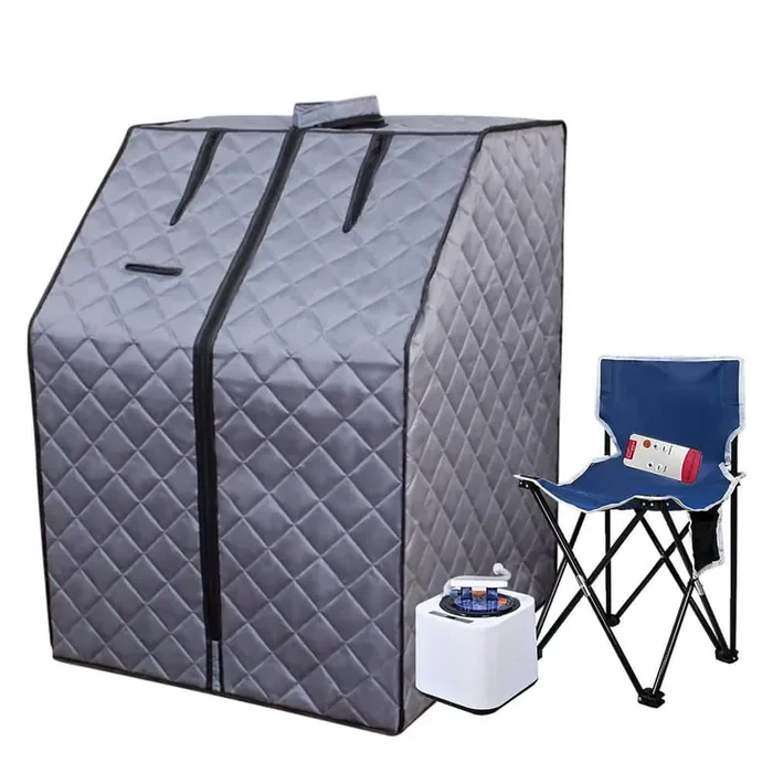 1-Person Steam Sauna Tent with 2L 1000W Steam Generator, Remote Control and Folding Chair, Indoor Personal Spa