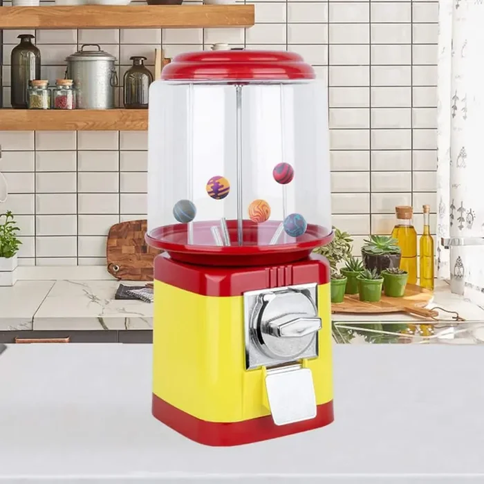 (1-Piece) Dry Food Dispensers, Gumball Machine for Kids, Candy Vending Machine, Bubble Gum Machine for Game Stores