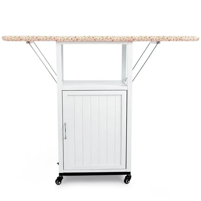 1 Piece Ironing Board Cabinet with Wheel in White