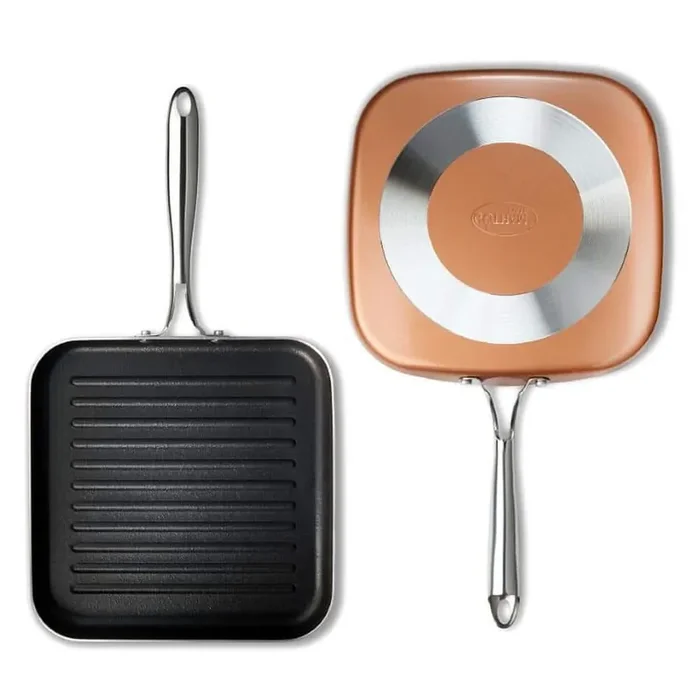 10.5 in. Copper Cast Textured Surface Aluminum Non-Stick Grill Pan