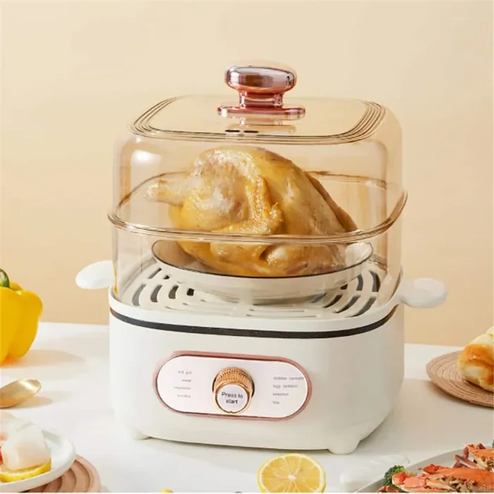 10. 5L White Electric Steaming Pot, Steaming and Cooking Integrated Pot Electric Hot Pot Steaming Pot Breakfast Machine