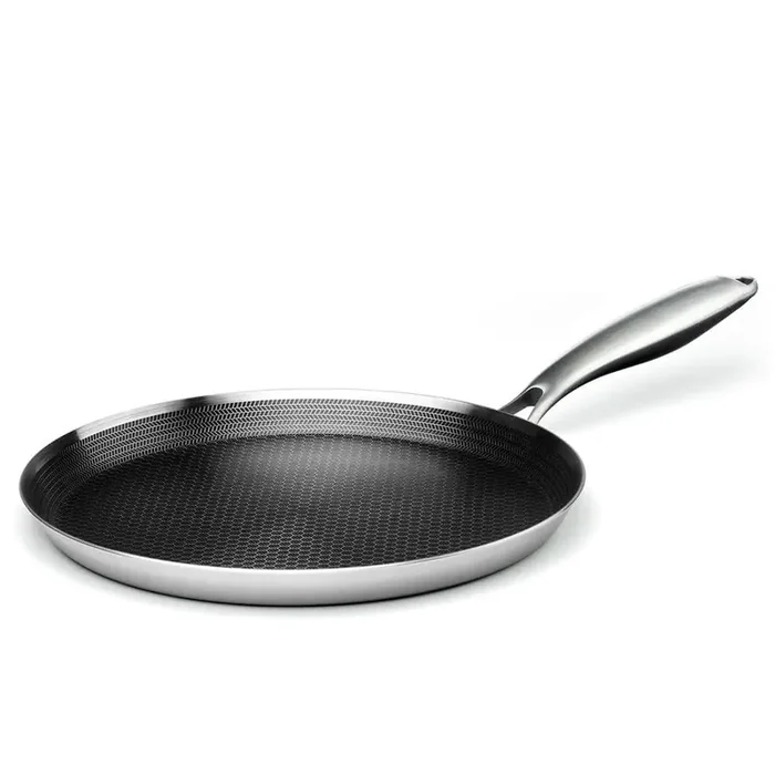 10 in. Stainless Steel Nonstick Eco-Friendly Honeycomb Coating Crepe Pan Induction Compatible Stay Cool Handle