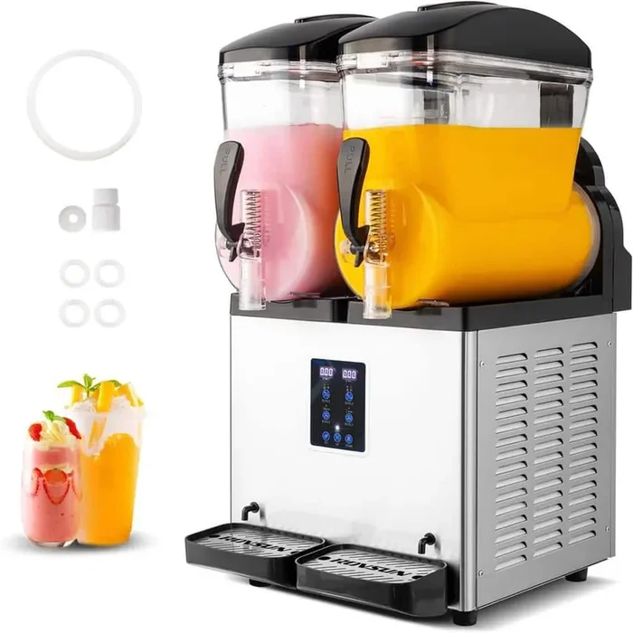 1024 oz. 110V 1000W Stainless Steel Snow Cone Machine Slushie Machine with Stand in Black