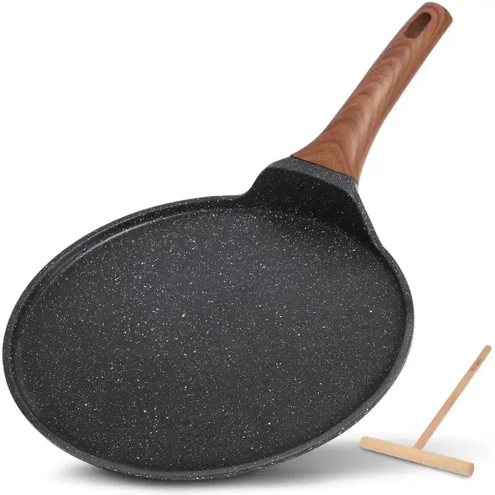 11 in. Aluminum Sturdy and Durable Eco-Friendly Nonstick Granite Coating Crepe Pan Spreader Bakelite Handle