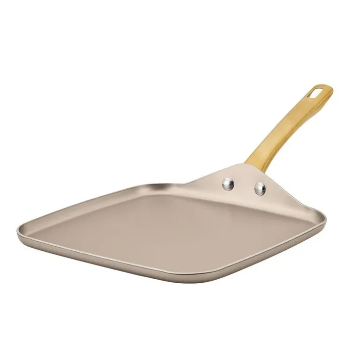 11 in. Radiant Aluminum Nonstick Square Griddle Pan, Champagne