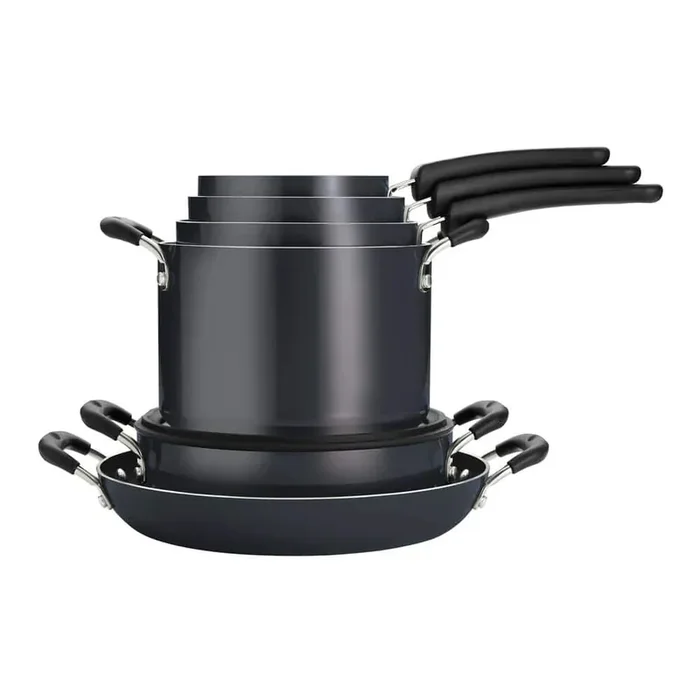 11-Piece Nesting Aluminum Nonstick Cookware Set in Gray