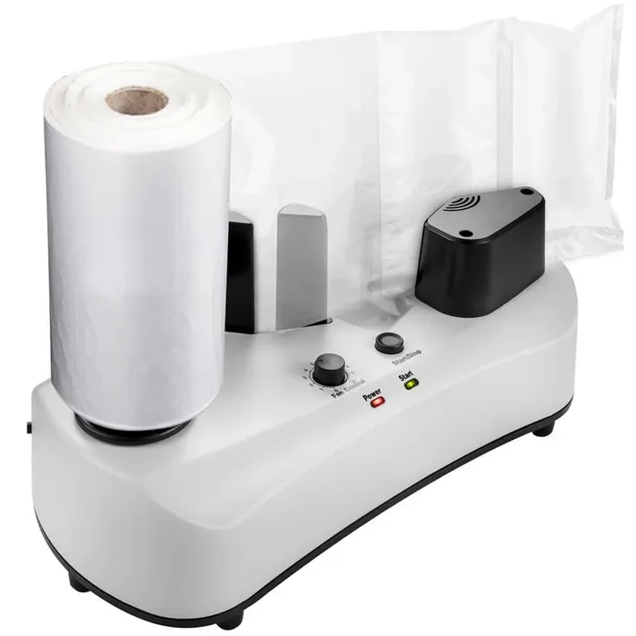 110-Volt Air Cushion Machine, Sealing Speed 7.2-7.8 ft./min, white Air Pillow Packaging with 164 ft. Test Film Roll