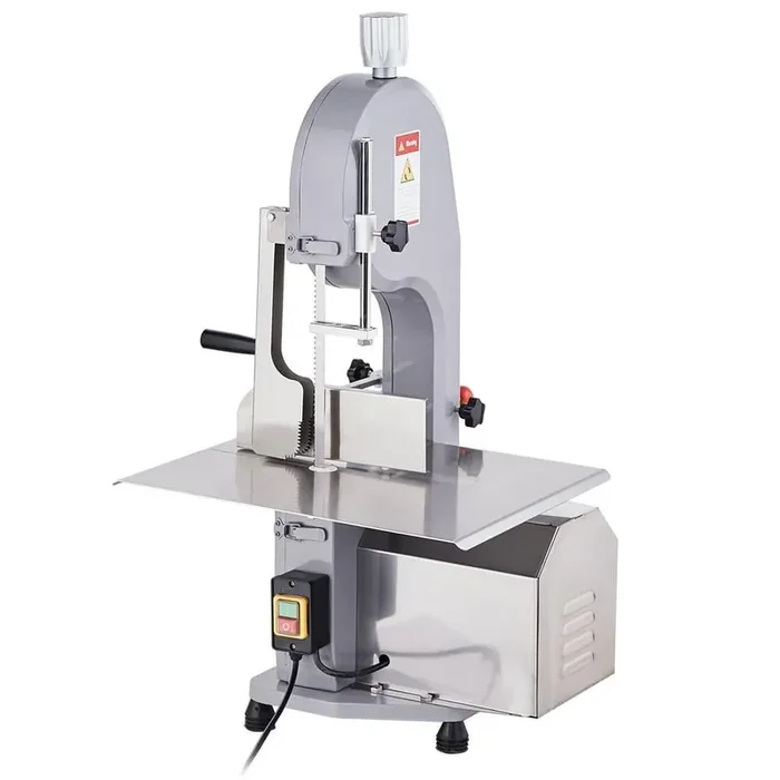 1100 Watt Commercial Electric Frozen Meat Bandsaw Stainless Steel Bone Sawing Machine 19.3 in. x 15 in. Workbench Silver