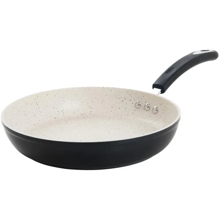 12 in. Stone Frying Pan with 100% APEO and PFOA-Free Stone-Derived Non-Stick Coating from Germany in Lava Black