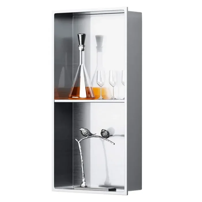 12 in. W x 24 in. H x 4 in. D Stainless Steel Shower Niche in Brushed Nickel