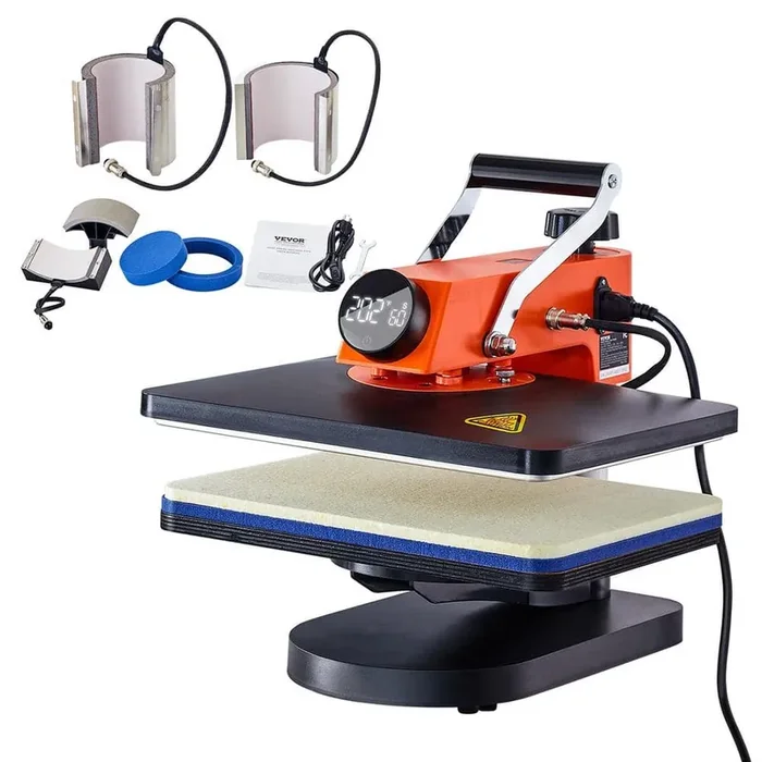 12 in. x 15 in. Heat Press Machine 6 in 1-Heat Press 360° Rotation 360° Swing Away for Shirts/Hats/Mugs/Sublimation