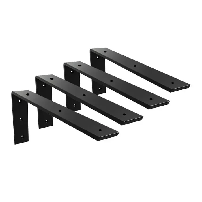 12 in. x 6 in. x 2.5 in. Heavy Duty 3/8 in. Thick Black Countertop Support Bracket, Shelf L Bracket (4-Pack)