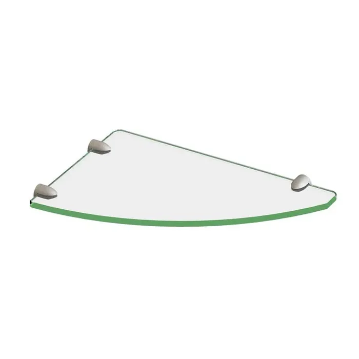 12 in. x 8 in. Corner Glass Shelf in Brushed Nickel