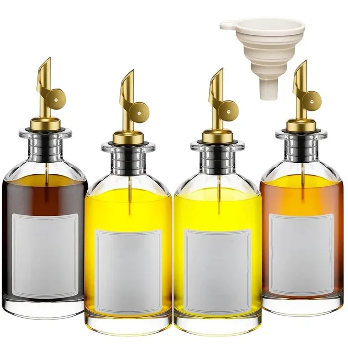 12 oz. Glass Olive Oil Dispenser Bottle for Kitchen, Oil and Vinegar Dispenser Set Of 4