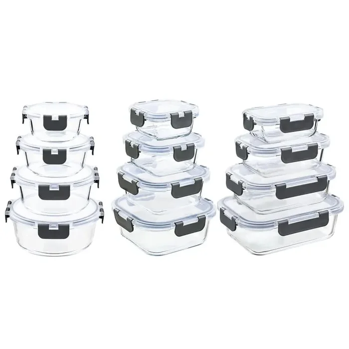 12-Pack Glass Food Storage Containers with Lids, Airtight Meal Prep Set, Microwave, Oven, Freezer Safe