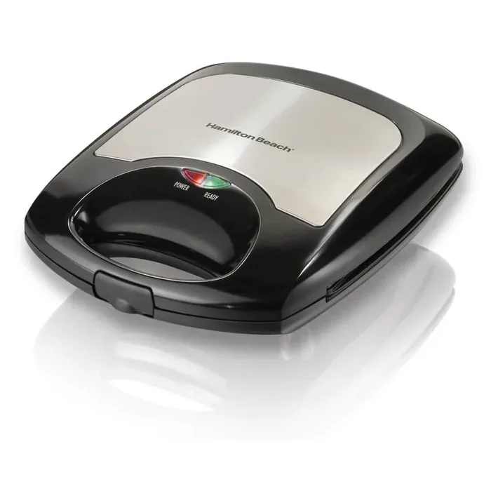 1200 W 4-Waffle Black Belgian Style Waffle Maker