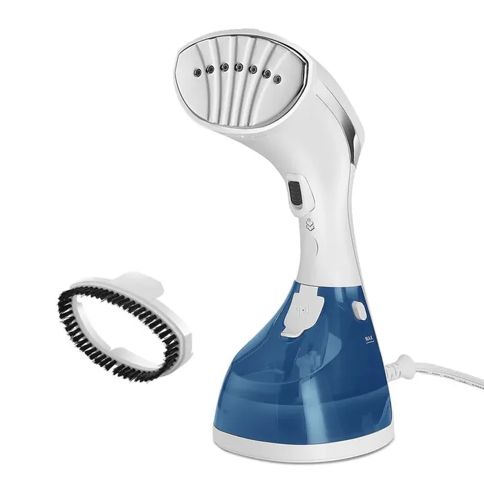 1200-Watt White and Blue Power Steam Handheld Steamer with attachment