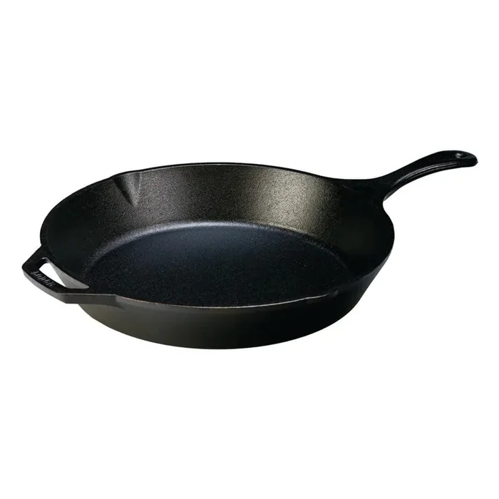 13.25 in. Cast Iron Skillet in Black with Pour Spout