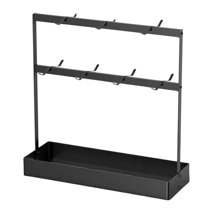 14-Hook Black Coffee Mug Tree Holder Rack with Storage Base 2 Tier Countertop Organizer for Mugs Cups