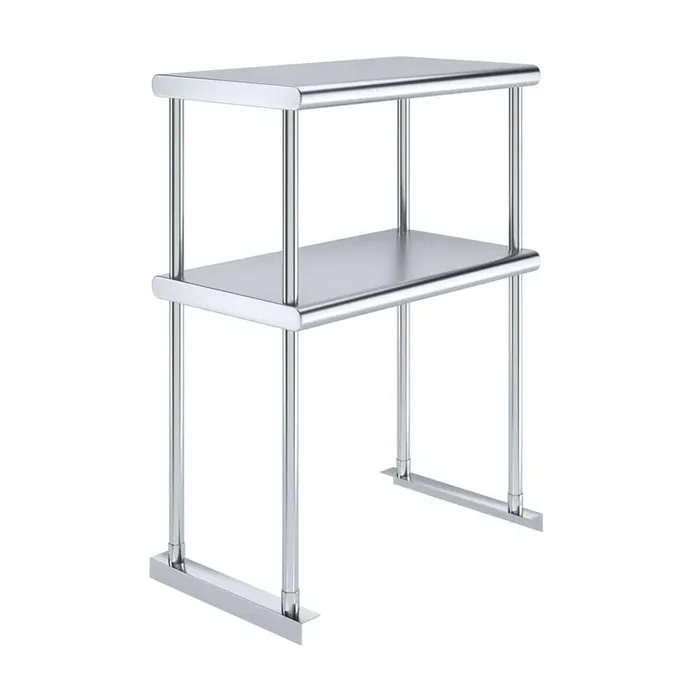 14 in. x 24 in. Stainless Steel Double OverShelf for Kitchen Utility Table 2-Tier Shelf for Kitchen Prep Table