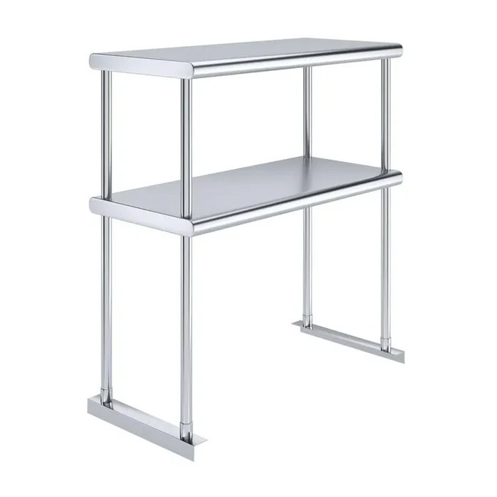 14 in. x 30 in. Stainless Steel Double Over Shelf for Kitchen Utility Table 2-Tier Shelf for Kitchen Prep Table
