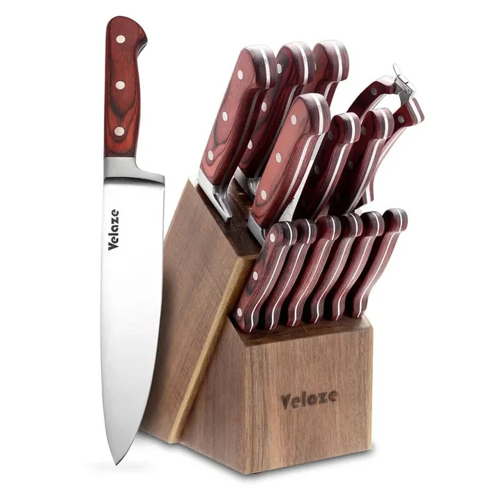 14-Piece Stainless Steel Knife Set with Wooden Block Kitchen Knife Sets with Wooden Handle