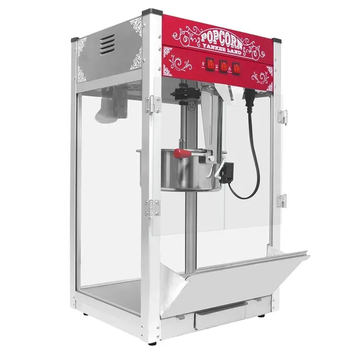 1440 W 12 oz. Countertop Popcorn Maker Commercial Popcorn Machine with Steel Frame Tempered Glass Doors, Red