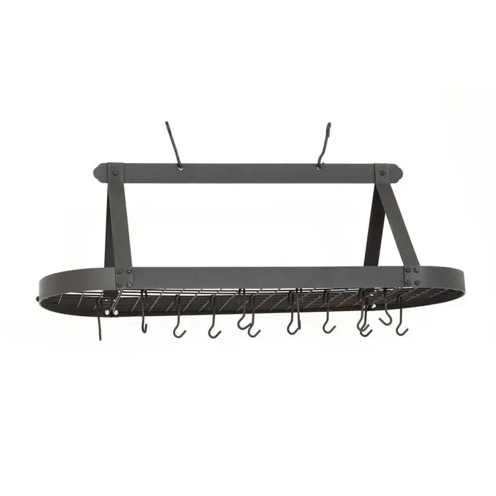 15.5 in. x 19 in. x 48 in. Oval Graphite Pot Rack with 24 Hooks
