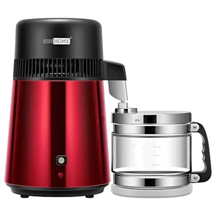 16-Cup Red 304 Stainless Steel Water Distiller Machine with Smart Switch Purifier Filter