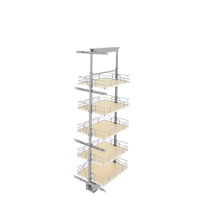 16 in. Chrome Maple Solid Bottom Pantry Pullout with Soft Close
