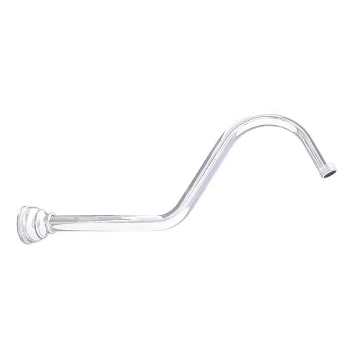 16 in. S Shaped Shower Arm with Flange in Polished Chrome